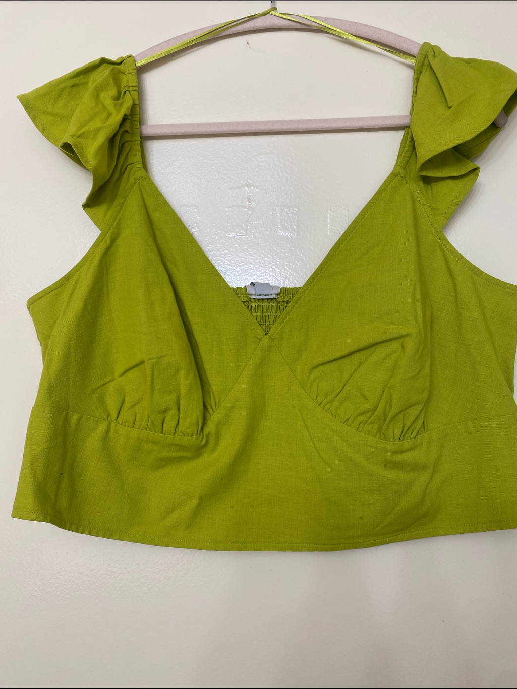 Womens Lime Green Ruffle Strap Crop Top